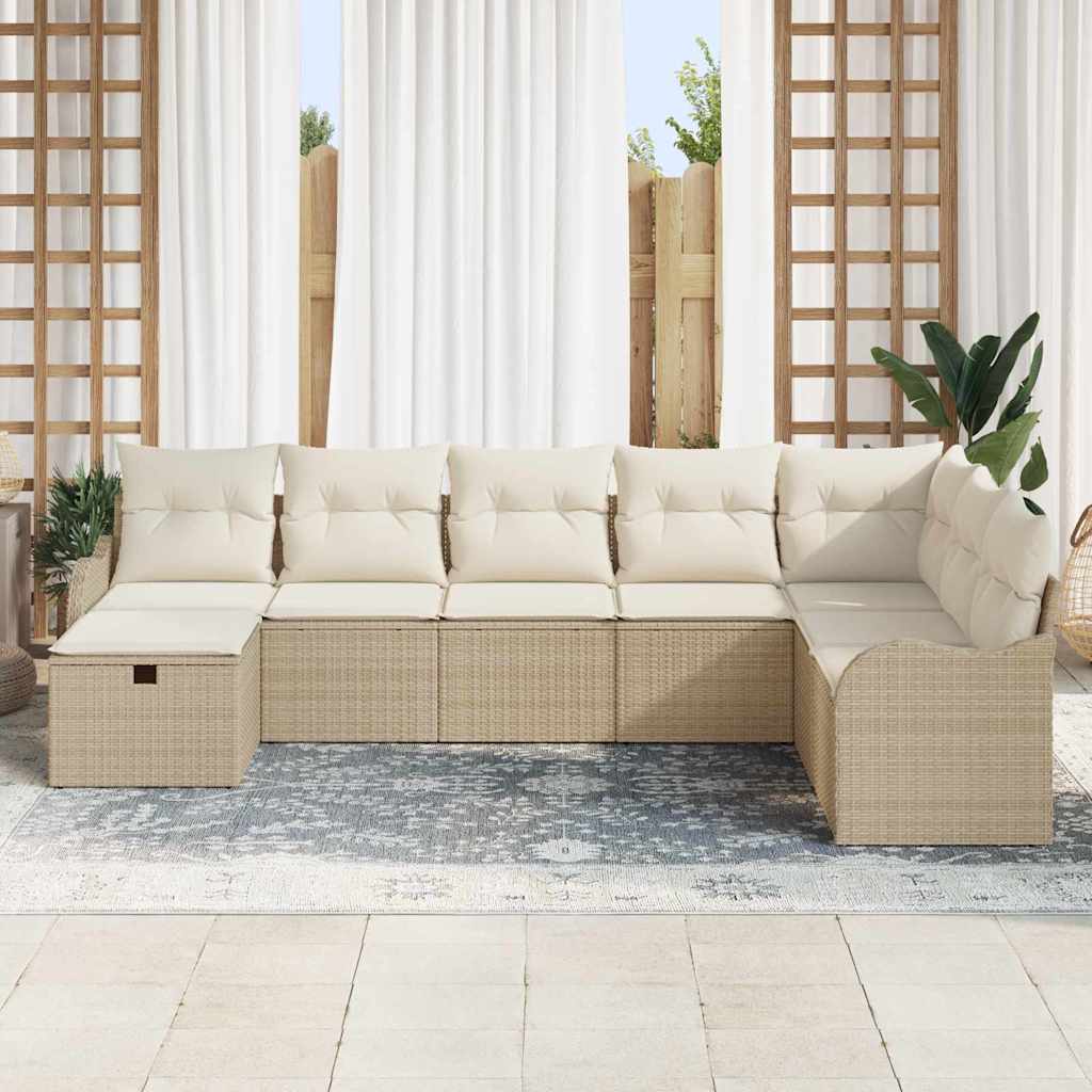 Sofa Sæt med pude 8 pcs Beige og creme polyrattan