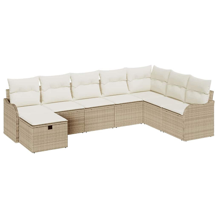 Sofa Sæt med pude 8 pcs Beige og creme polyrattan