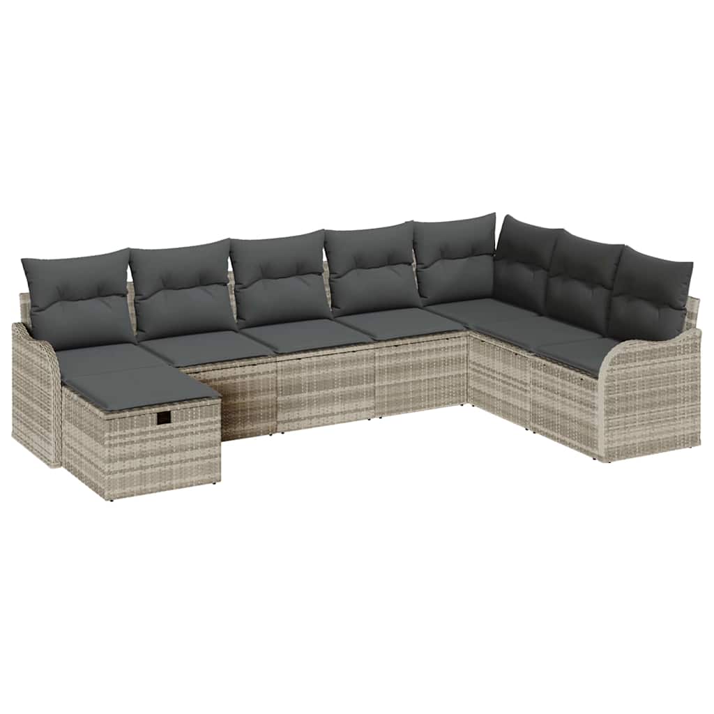 Sofa Sæt med pude med opbevaring 8 pcs Lysegrå polyrattan