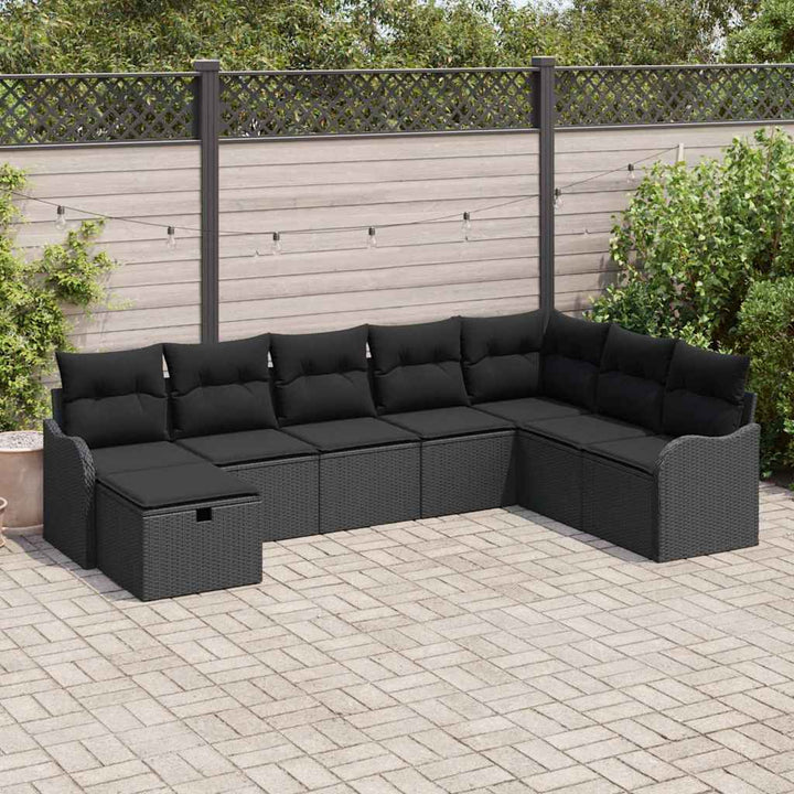 Sofa Sæt med pude med opbevaring Sort polyrattan