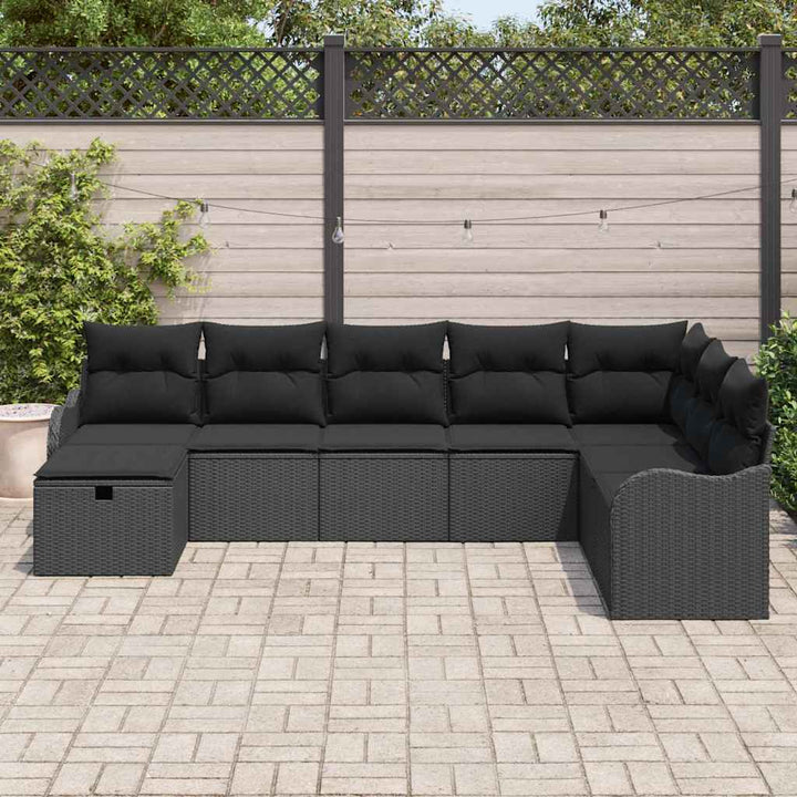 Sofa Sæt med pude med opbevaring Sort polyrattan