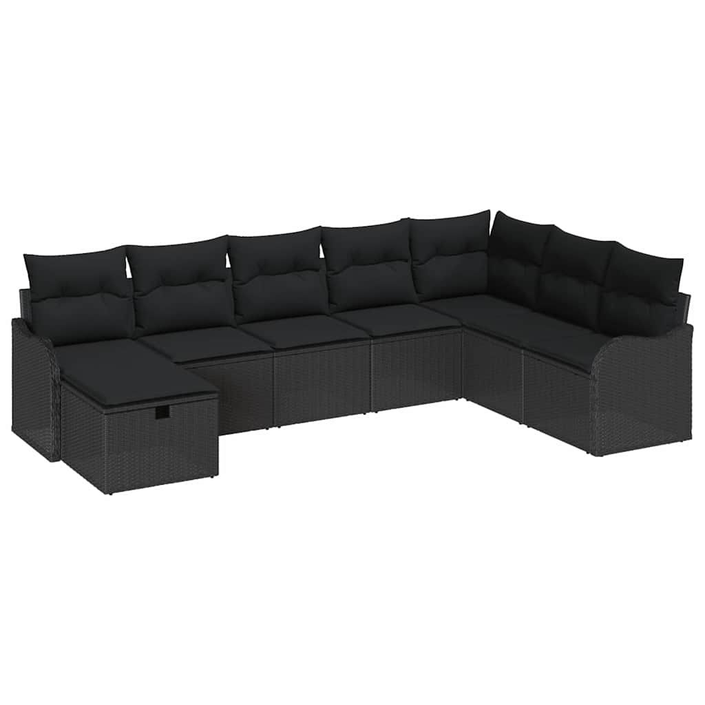 Sofa Sæt med pude med opbevaring Sort polyrattan