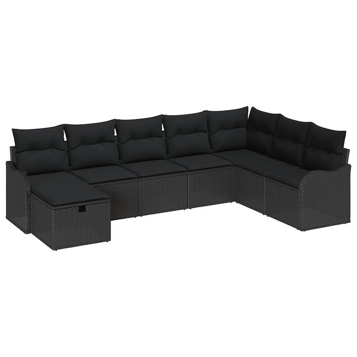 Sofa Sæt med pude med opbevaring Sort polyrattan