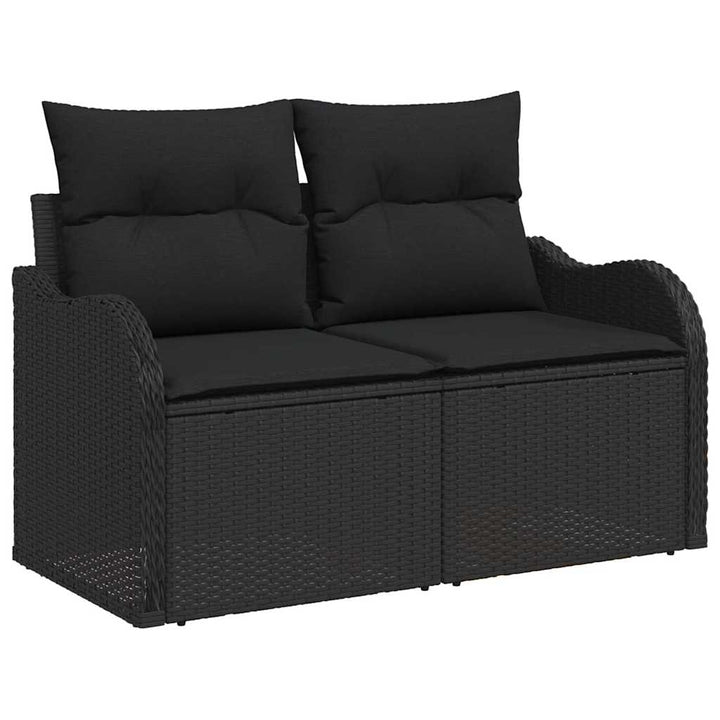 Sofa Sæt med pude med opbevaring Sort polyrattan