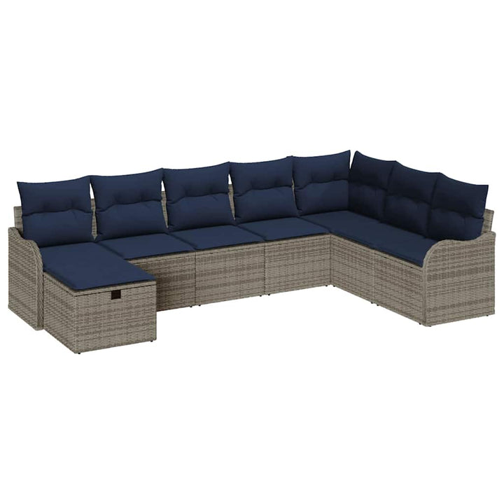 Sofa Sæt med pude med opbevaring Grå og Marineblå polyrattan