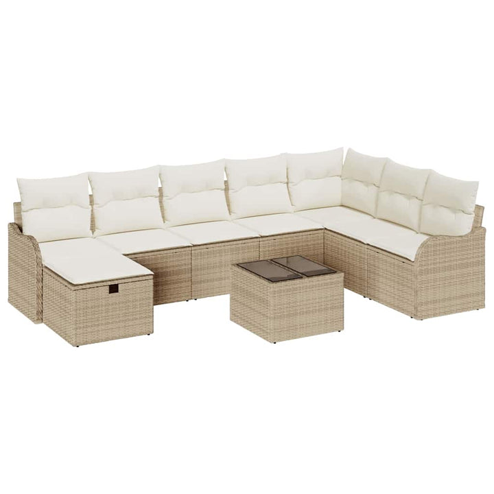 Sofa Sæt med pude 9 pcs Beige og creme polyrattan