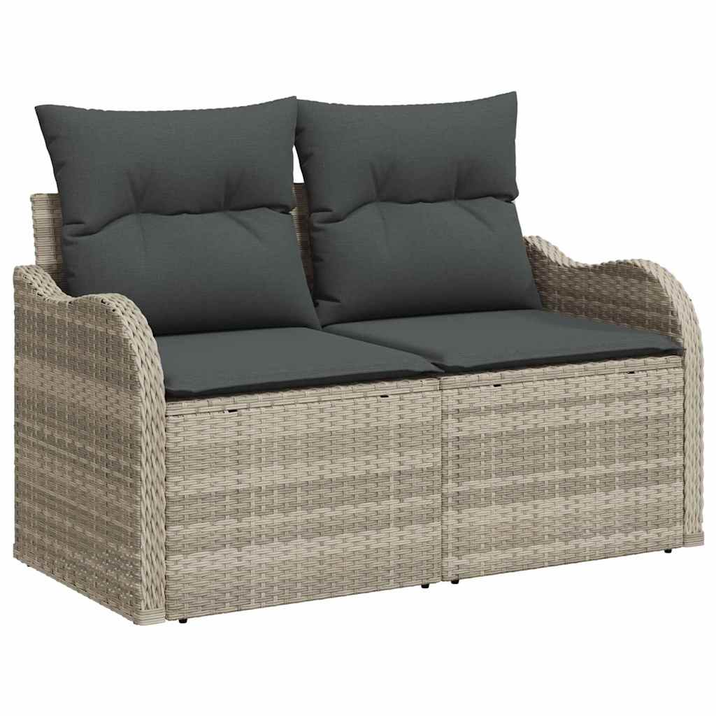Sofa Sæt 9 stk. 8-Antal sæder Lysegrå polyrattan