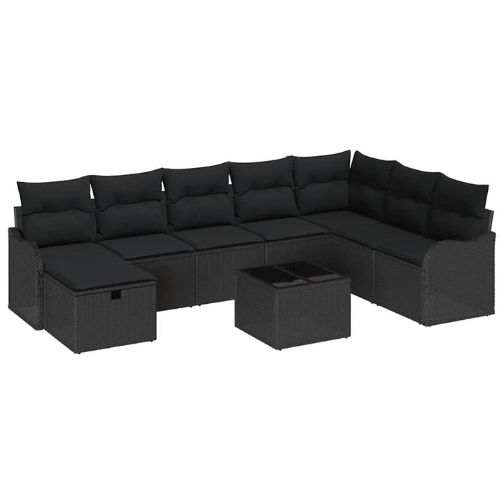 Sofa Sæt med pude med opbevaring Sort polyrattan