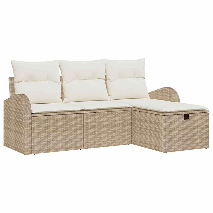 Sofa Sæt med pude 4 pcs Beige og creme polyrattan