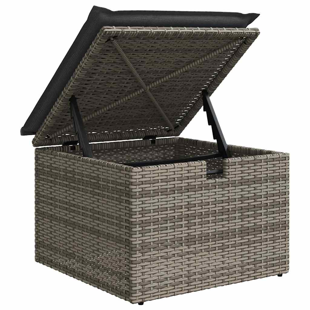 Sofa Sæt med pude med opbevaring Grå polyrattan