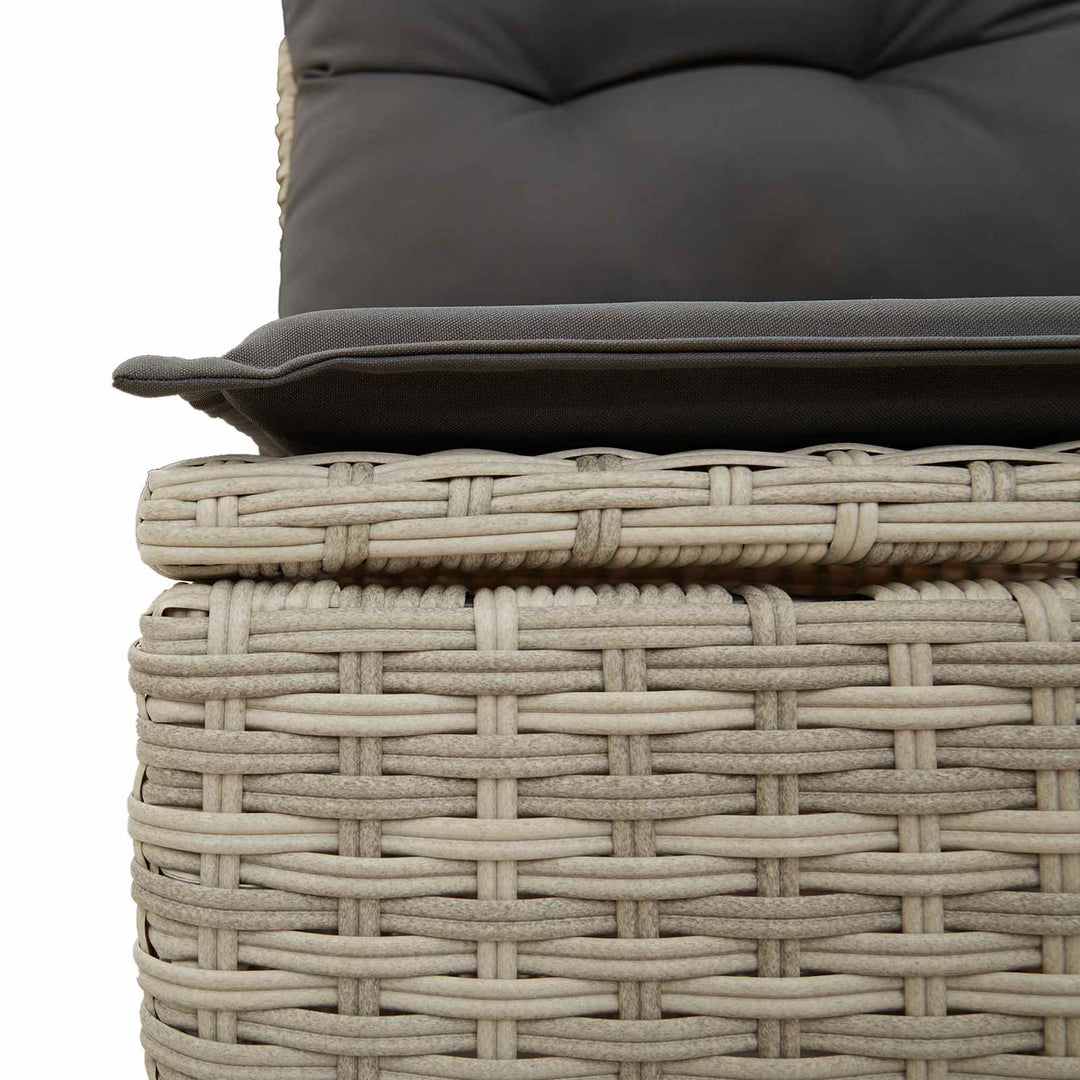 Sofa Sæt med pude med opbevaring Lysegrå polyrattan