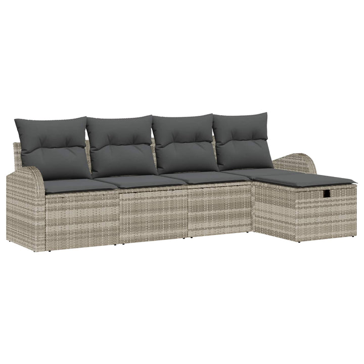 Sofa Sæt med pude med opbevaring Lysegrå polyrattan
