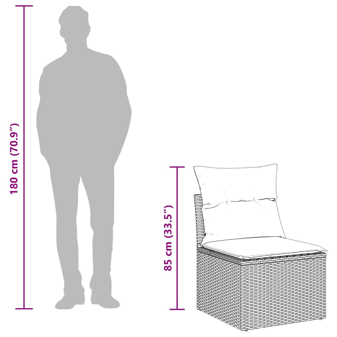 Sofa Sæt med pude med opbevaring Lysegrå polyrattan
