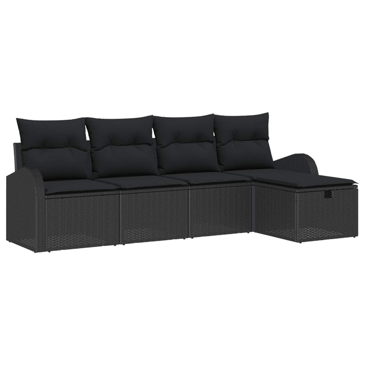 Sofa Sæt med pude med opbevaring Sort polyrattan