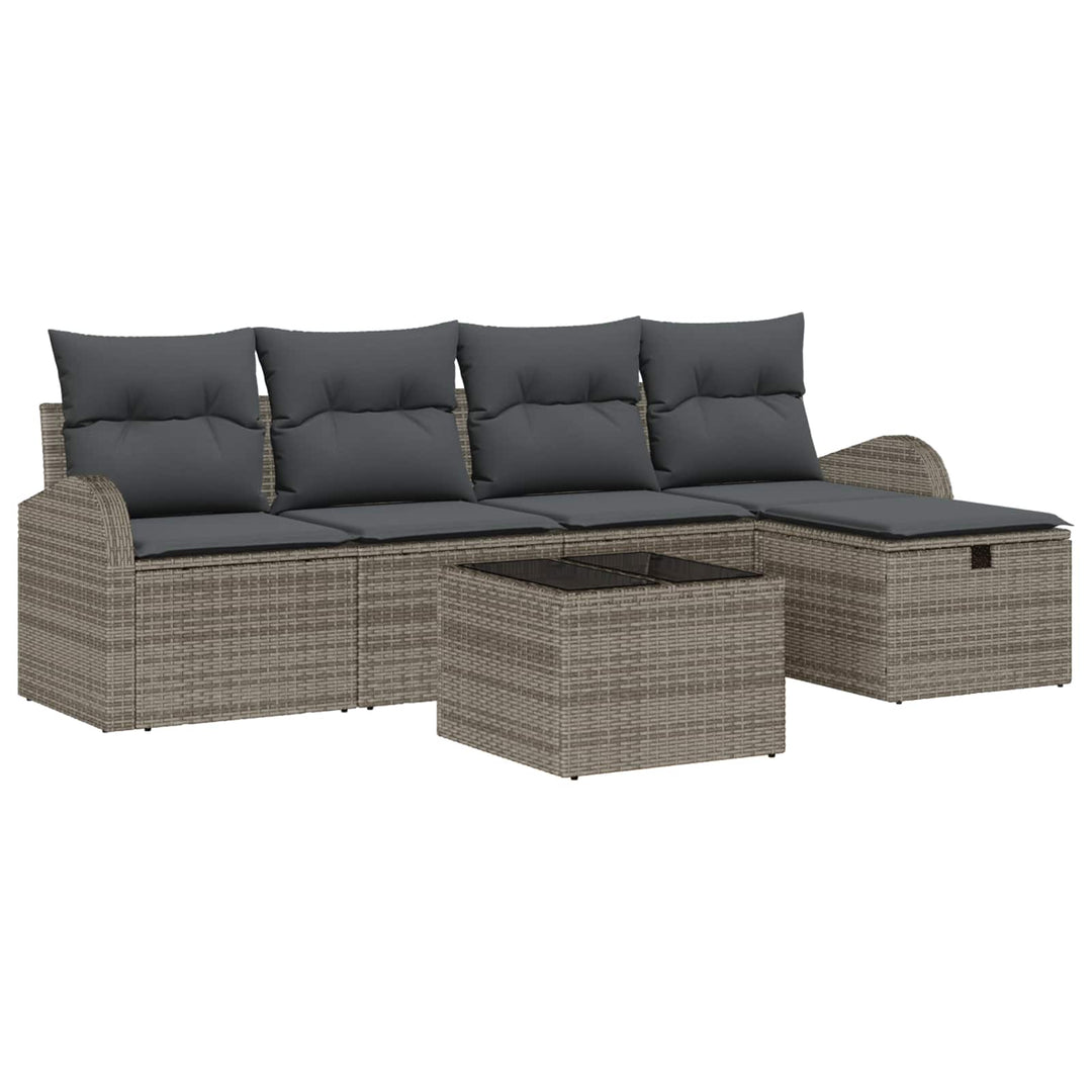 Sofa Sæt med pude med opbevaring Grå polyrattan
