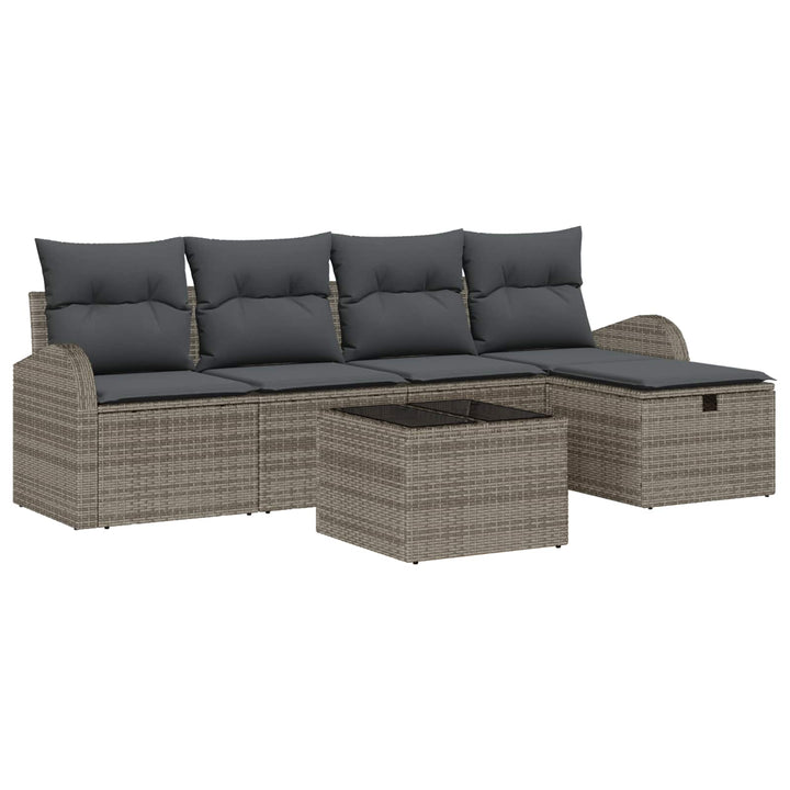 Sofa Sæt med pude med opbevaring Grå polyrattan