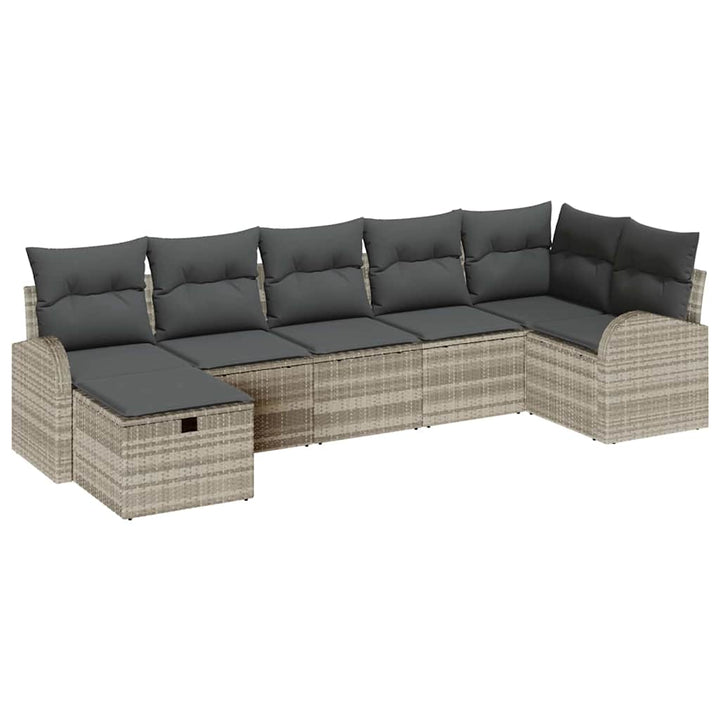 Sofa Sæt med pude med opbevaring Lysegrå polyrattan