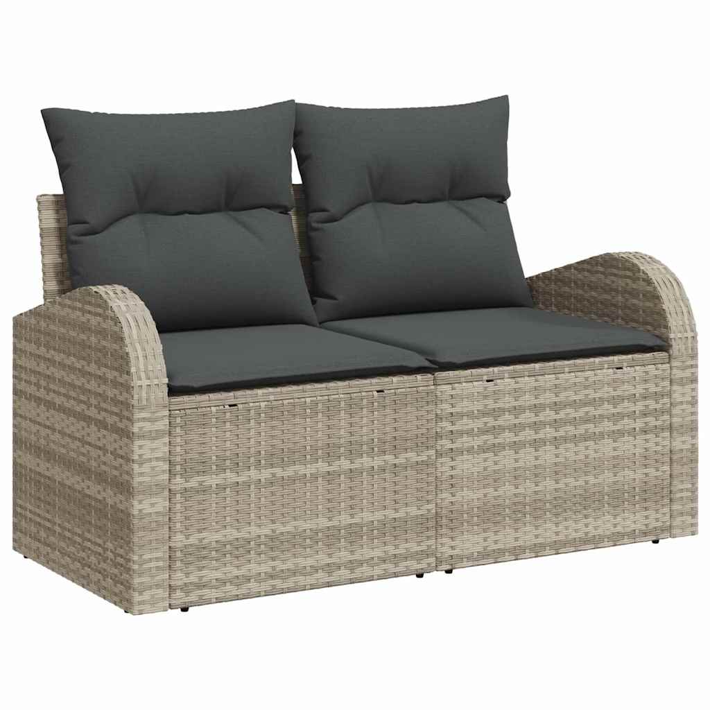 Sofa Sæt med pude med opbevaring Lysegrå polyrattan
