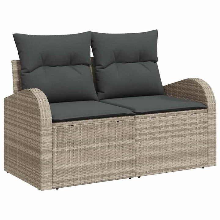 Sofa Sæt med pude med opbevaring Lysegrå polyrattan