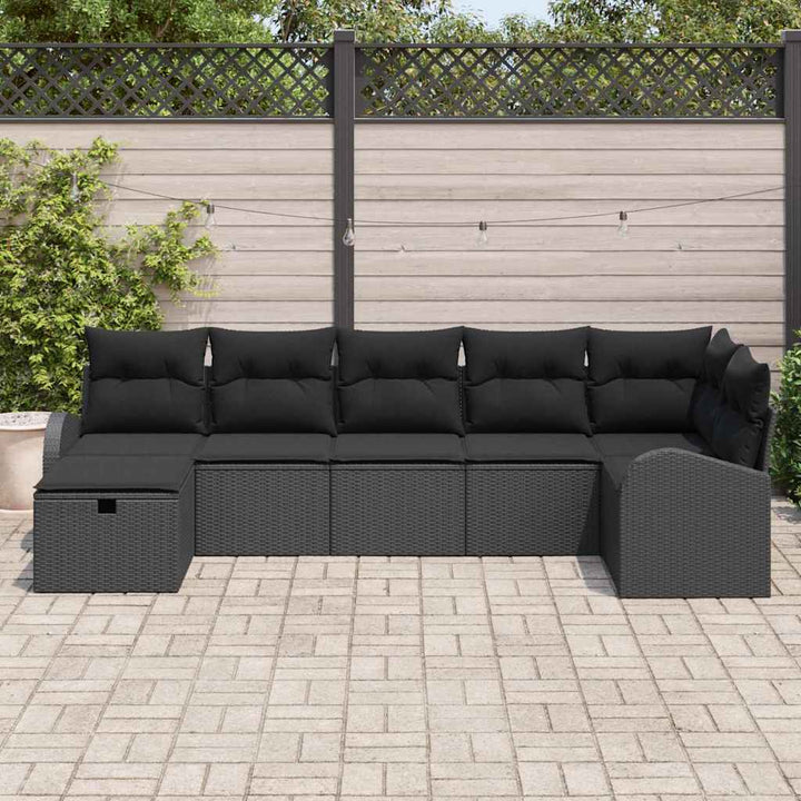 Sofa Sæt 7 stk. Sort polyrattan