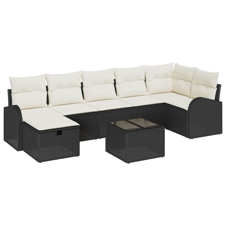 Sofa Sæt med pude med opbevaring Sort og Cream polyrattan