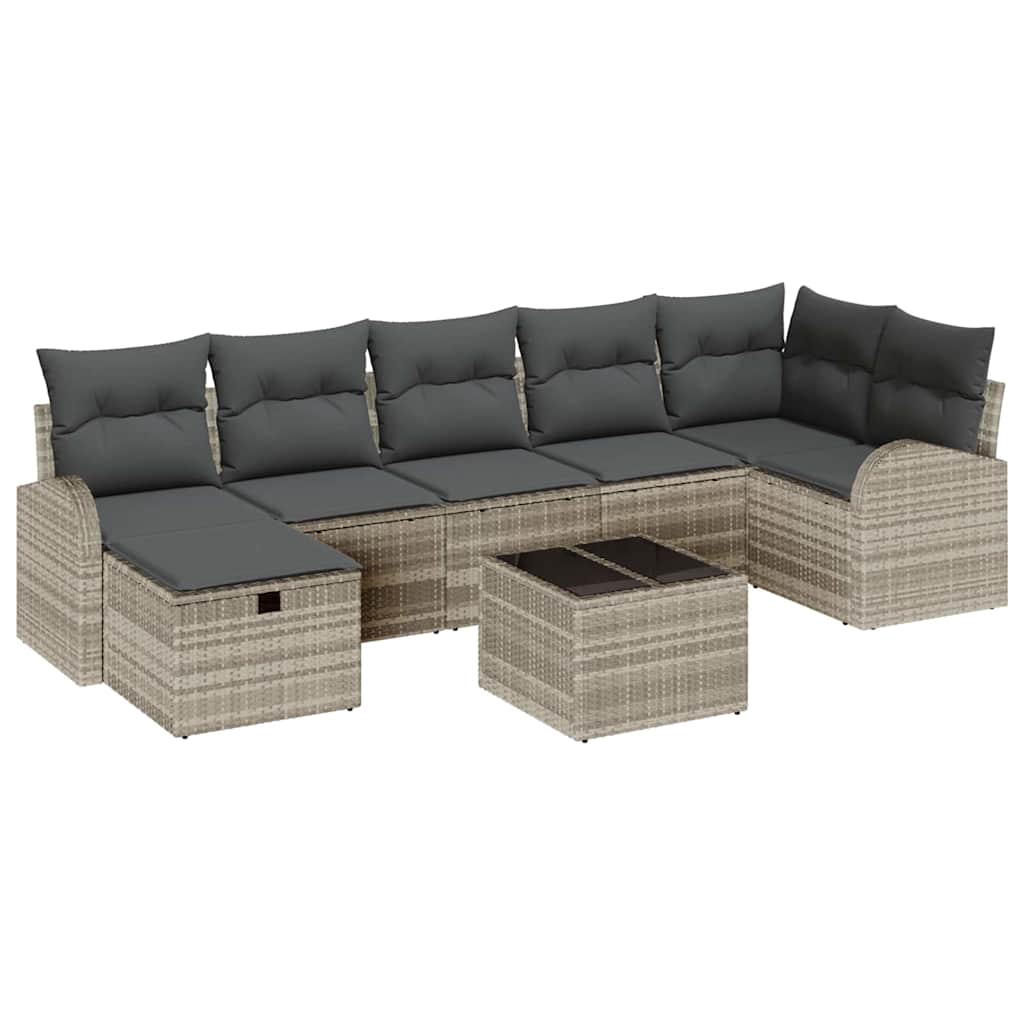 Sofa Sæt med pude med opbevaring Lysegrå polyrattan
