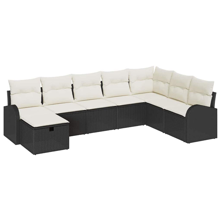 Sofa Sæt 8 stk. Sort og cremefarvet polyrattan