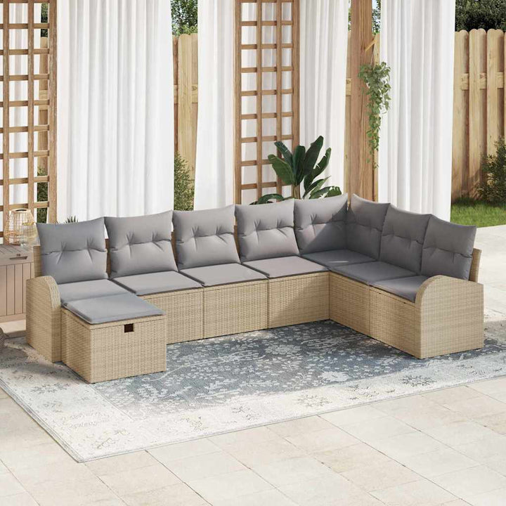 Sofa Sæt 8 stk. beige og lysegrå polyrattan