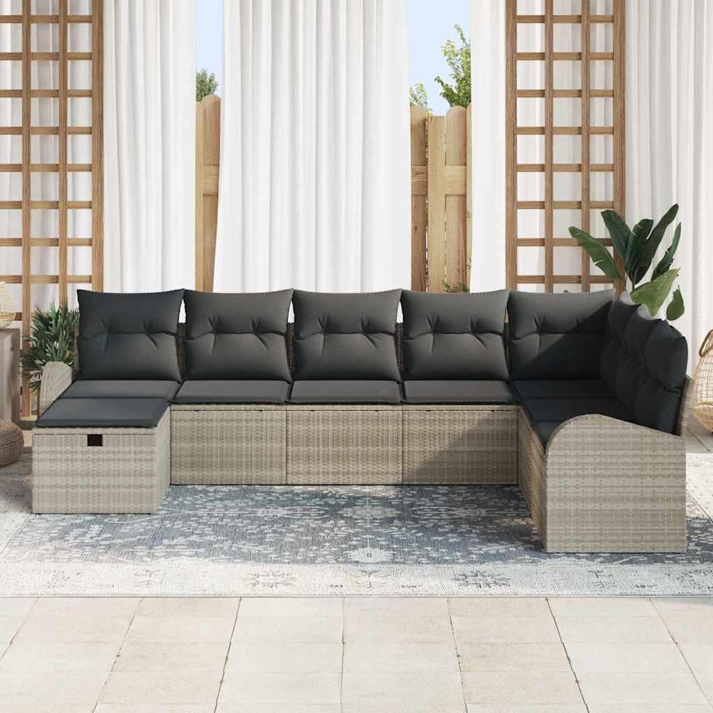 Sofa Sæt 8 stk. Lysegrå polyrattan