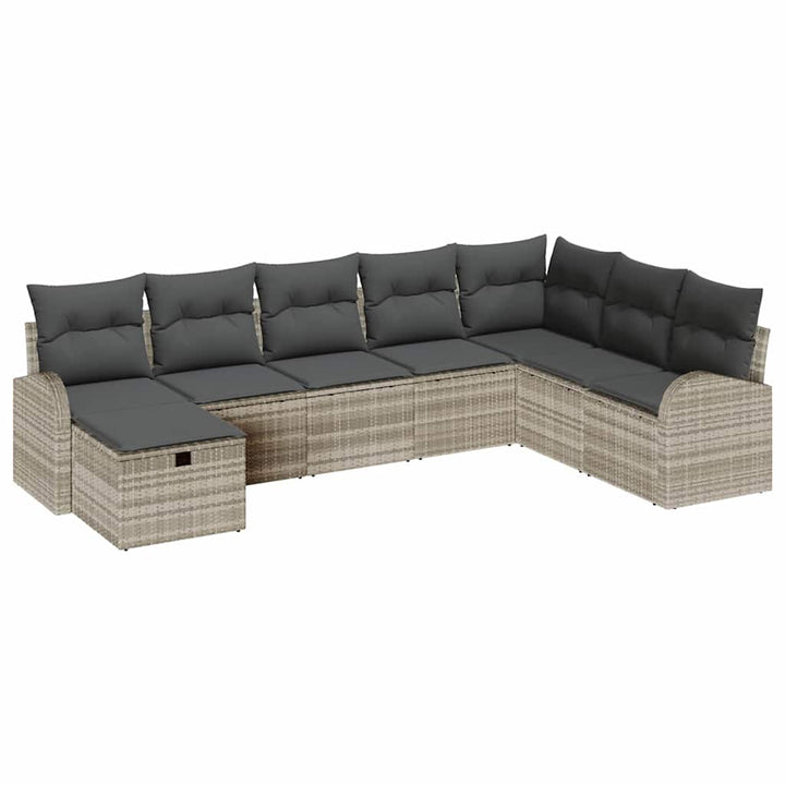 Sofa Sæt 8 stk. Lysegrå polyrattan
