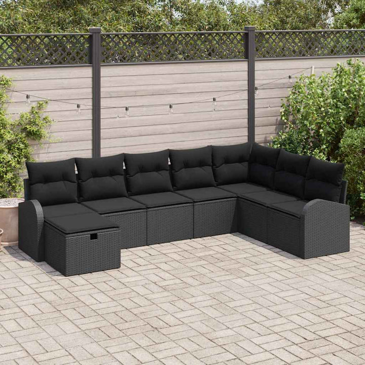 Sofa Sæt med pude med opbevaring Sort polyrattan