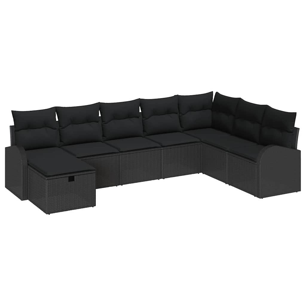 Sofa Sæt med pude med opbevaring Sort polyrattan