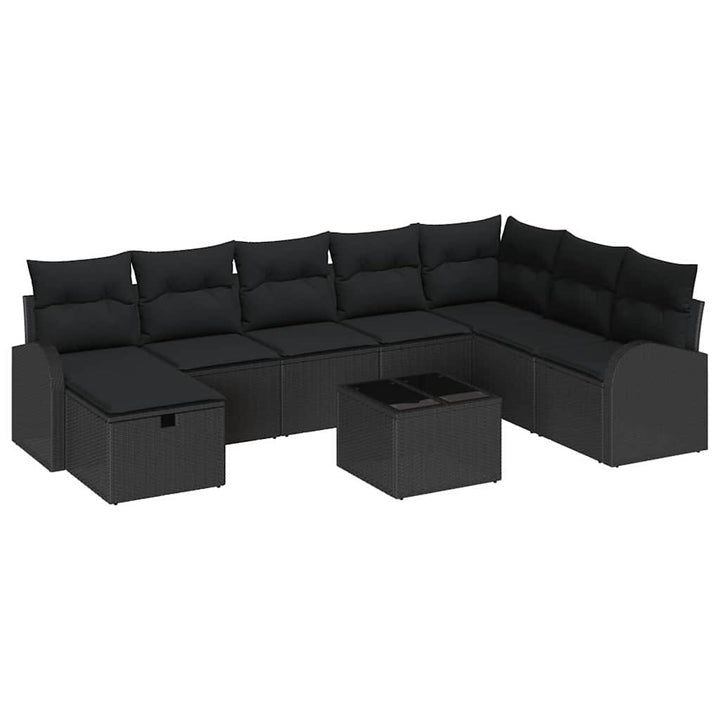 Sofa Sæt med pude med opbevaring Sort polyrattan