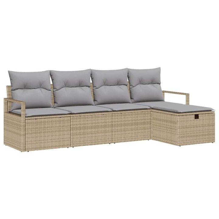 Sofa Sæt med pude 5 pcs Beige og lys grå polyrattan