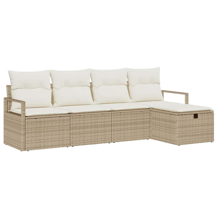 Sofa Sæt med pude 5 pcs Beige og creme polyrattan