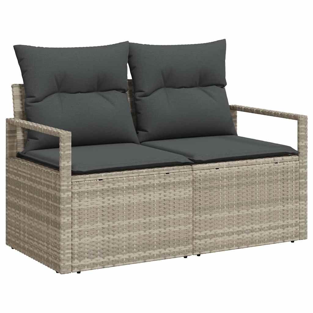 Sofa Sæt med pude med opbevaring Lysegrå polyrattan