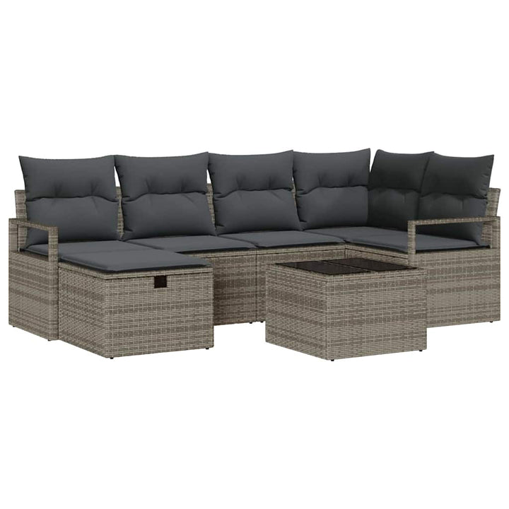 Sofa Sæt med pude med opbevaring Grå polyrattan