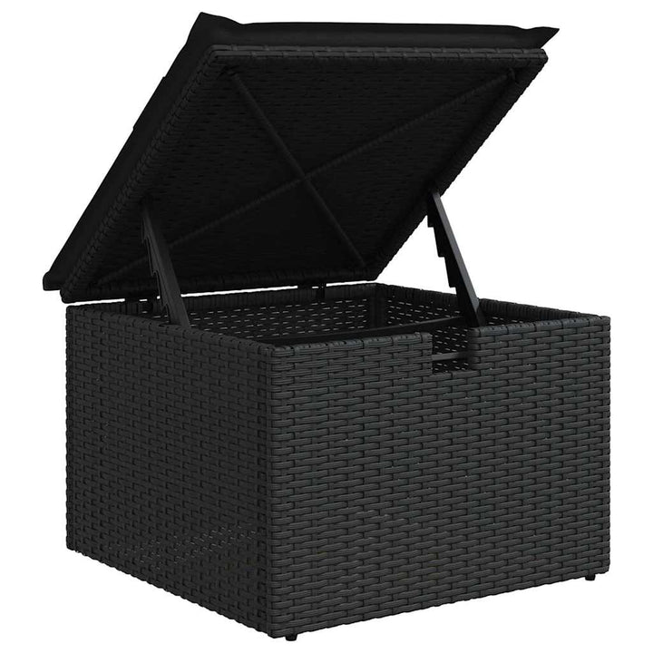 Sofa Sæt med pude med opbevaring Sort polyrattan