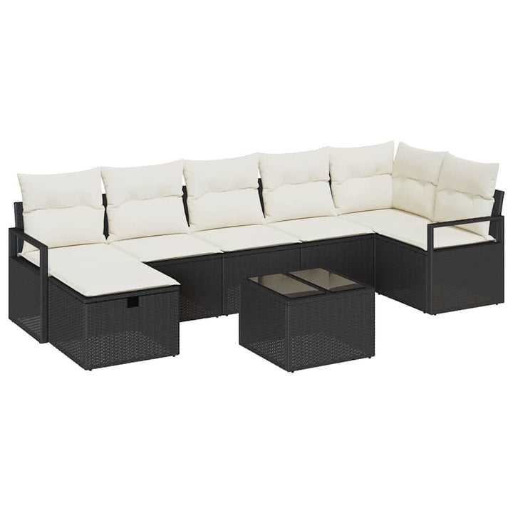 Sofa Sæt 8 stk. 7-Antal sæder Sort og Cream polyrattan