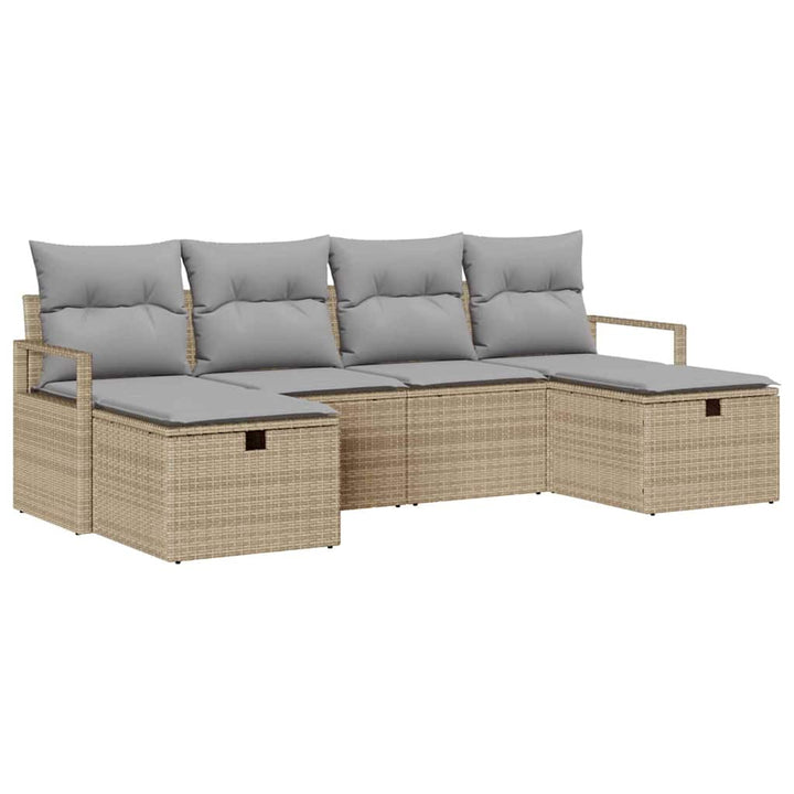 Sofa Sæt 6 stk. 6-Antal sæder Beige og lys grå polyrattan