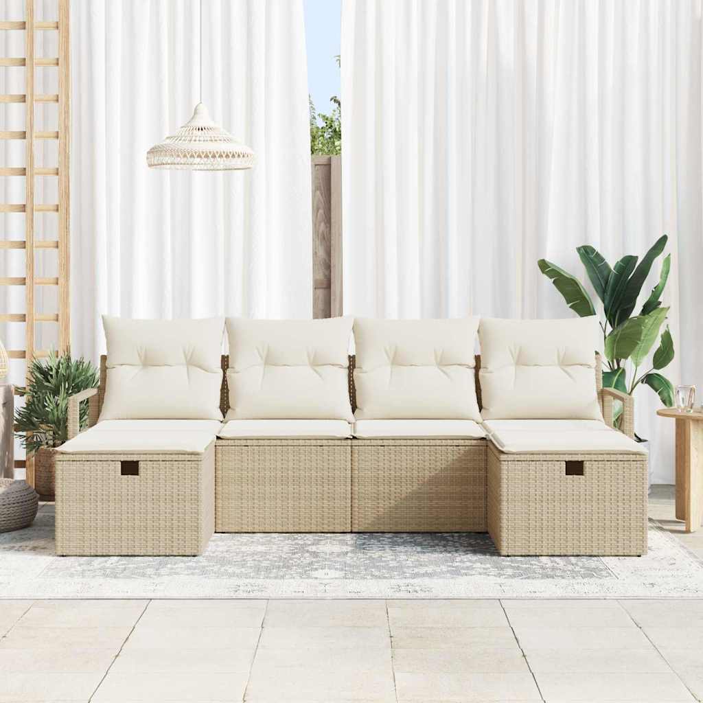 Sofa Sæt med pude 6 pcs Beige og creme polyrattan