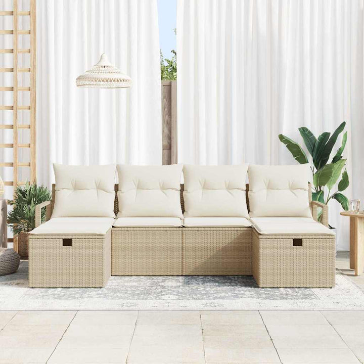 Sofa Sæt med pude 6 pcs Beige og creme polyrattan