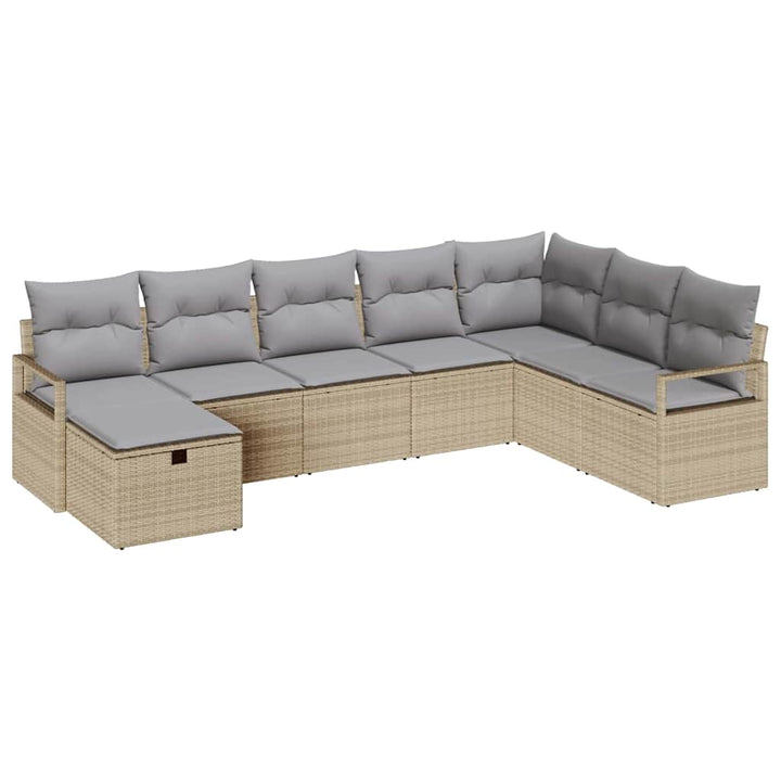 Sofa Sæt 8 stk. 8-Antal sæder Beige og lys grå polyrattan