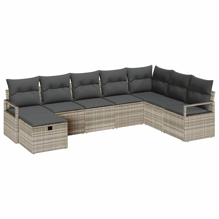 Sofa Sæt med pude med opbevaring Lysegrå polyrattan