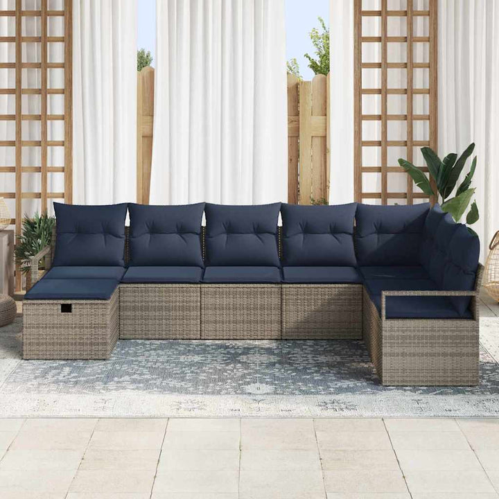 Sofa Sæt med pude med opbevaring 8 pcs Grå polyrattan
