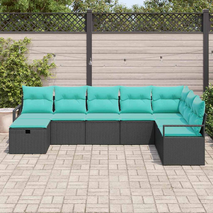 Sofa Sæt med pude med opbevaring 8 pcs Sort polyrattan