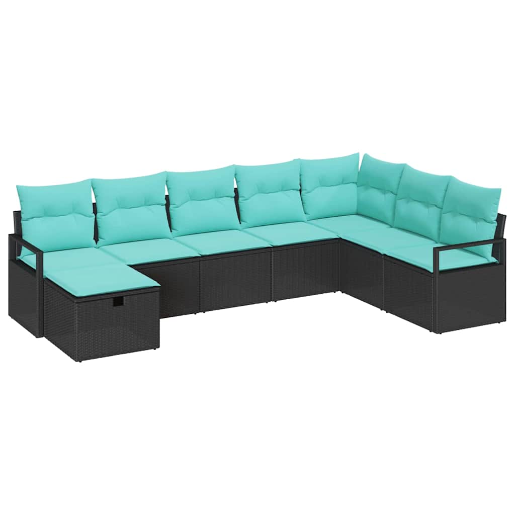 Sofa Sæt med pude med opbevaring 8 pcs Sort polyrattan