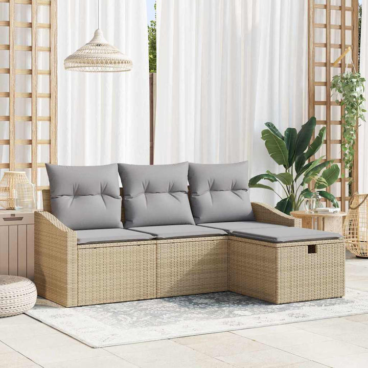 Sofa Sæt 4 stk. Beige polyrattan