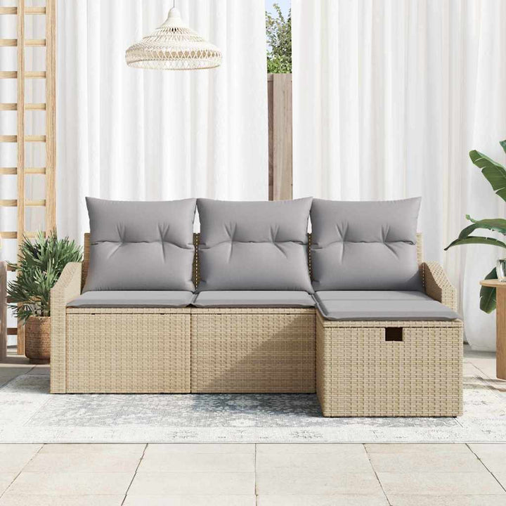 Sofa Sæt 4 stk. Beige polyrattan