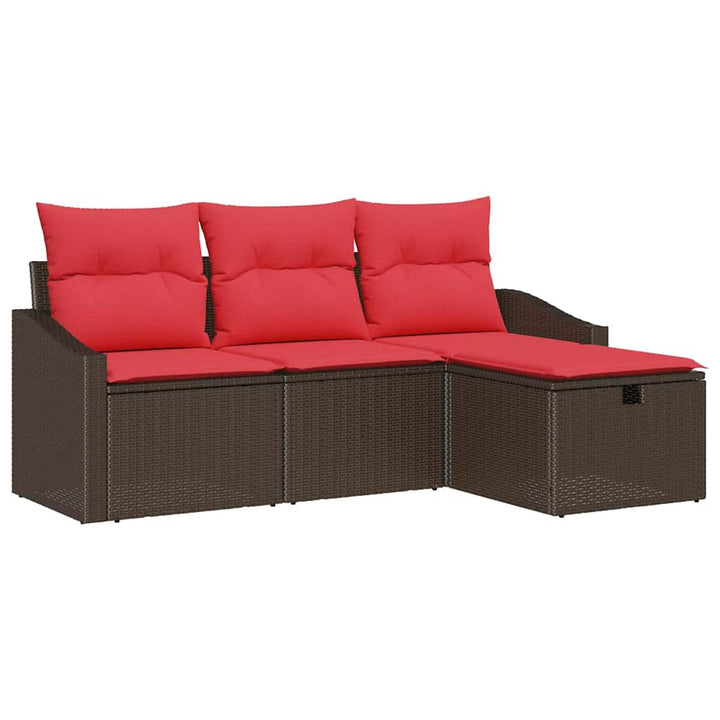 Sofa Sæt 4 stk. Brun Poly rattan